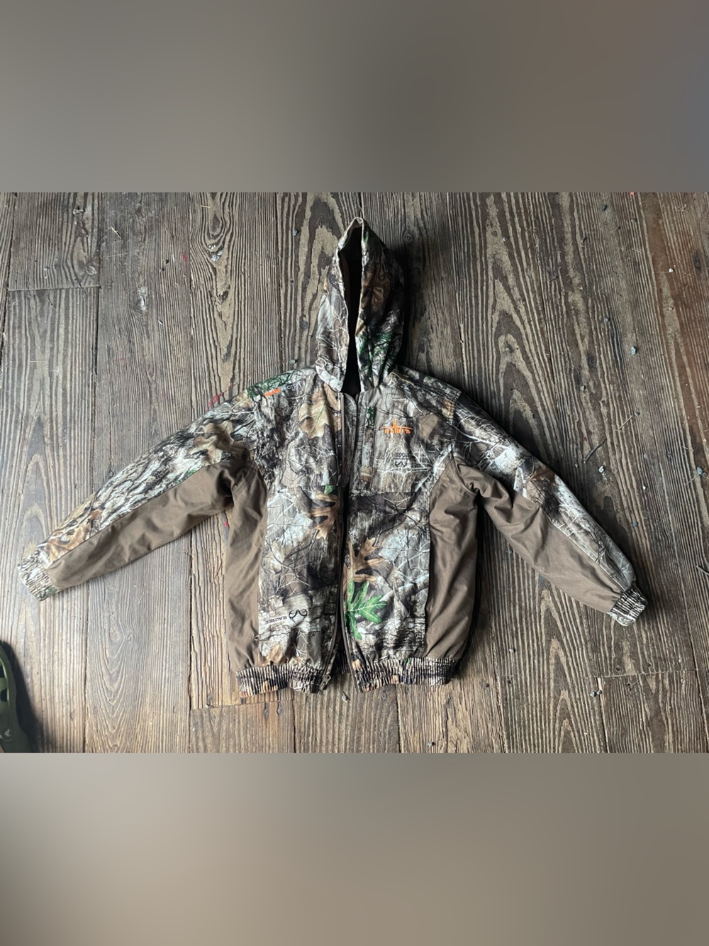 Kids Camo Hooded Jacket - Brown/Green